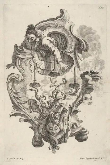 Framed Print : Sconce Representing Winter, from Wand-Leuchter die 4 Jahrseiten vorstellend, ca