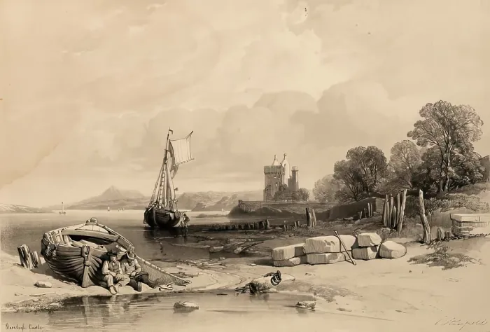 Framed Print : Scotland Delineated-Barnbougle Castle, 1847. Creator: James Duffield Harding Framed Print : Scotland Delineated-Barnbougle Castle, 1847. Creator: James Duffield Harding