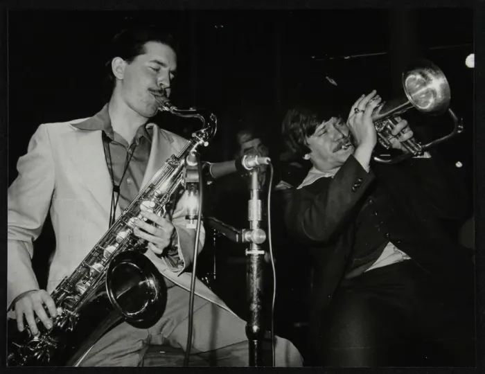 Framed Print : Scott Hamilton and Warren Vache playing live at the Pizza Express, London, 1979. Artist Framed Print : Scott Hamilton and Warren Vache playing live at the Pizza Express, London, 1979. Artist