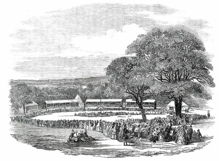 Framed Print : The Scottish Fete, in Lord Holland's Park, 1850. Creator: Unknown Framed Print : The Scottish Fete, in Lord Holland's Park, 1850. Creator: Unknown