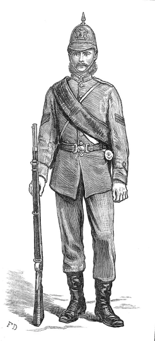 Framed Print : The Scottish Volunteers: sergeant of the Border Rifles (Full Dress), 1881. Creator: Unknown Framed Print : The Scottish Volunteers: sergeant of the Border Rifles (Full Dress), 1881. Creator: Unknown