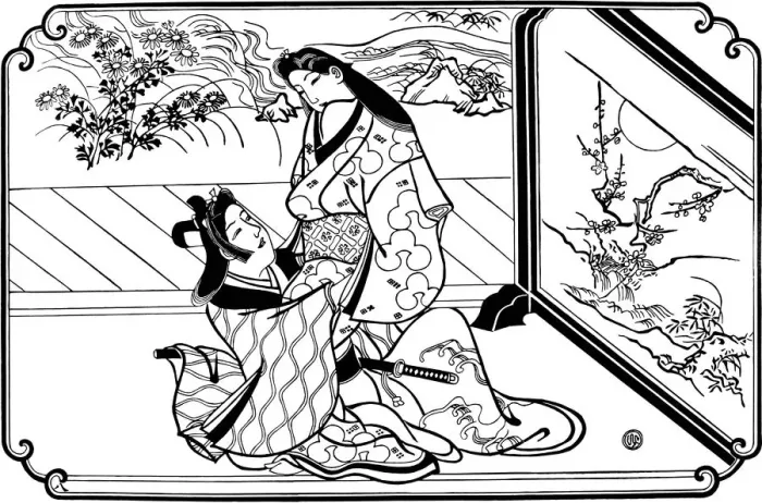 Framed Print : Behind the Screen, 1680s. Artist: Hishikawa Moronobu
