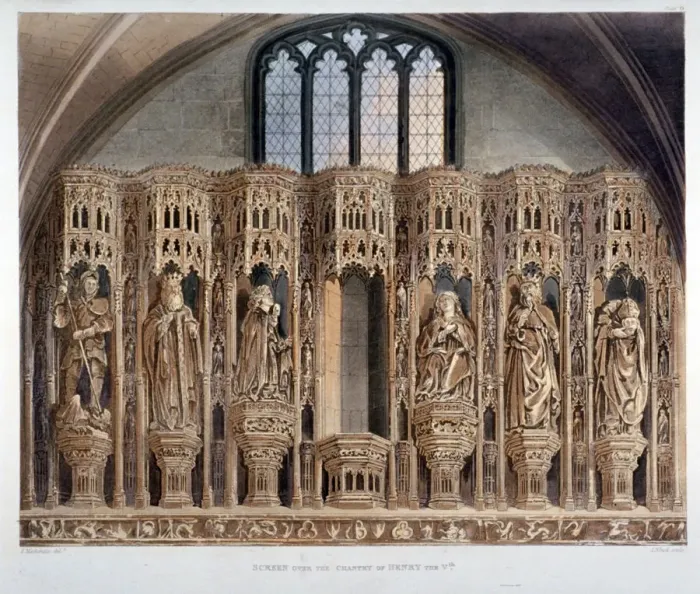Framed Print : Screen over the chantry of Henry V, Westminster Abbey, London, 1811. Artist: J Bluck Framed Print : Screen over the chantry of Henry V, Westminster Abbey, London, 1811. Artist: J Bluck