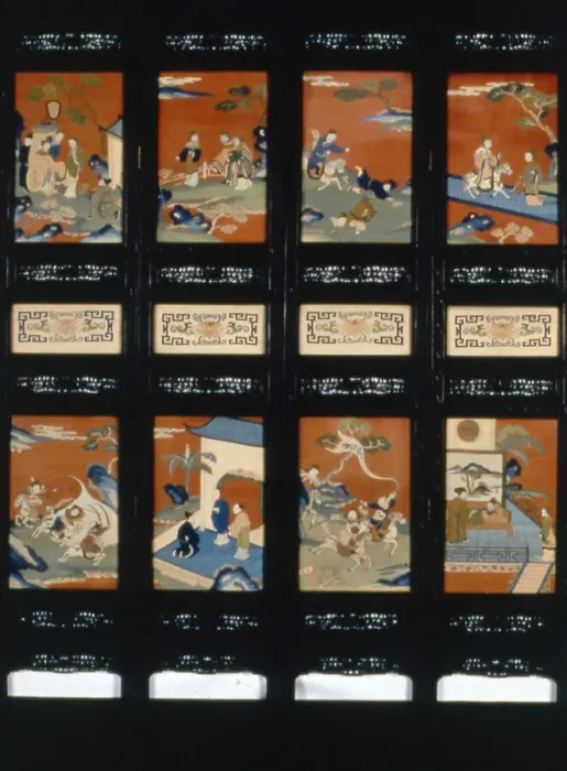 Framed Print : Screen (Four-Fold), China, Qing dynasty (1644-1911), 19th century. Creator: Unknown Framed Print : Screen (Four-Fold), China, Qing dynasty (1644-1911), 19th century. Creator: Unknown