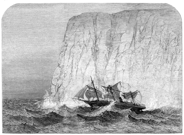 Framed Print : The screw steam-ship Royal Standard in collision with an iceberg...home voyage from Melbourne, 1864. Creator: Unknown Framed Print : The screw steam-ship Royal Standard in collision with an iceberg...home voyage from Melbourne, 1864. Creator: Unknown