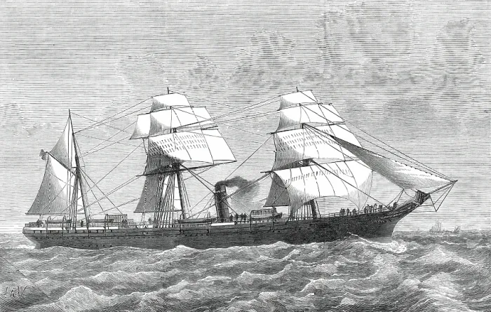 Framed Print : The Screw-steamer Alfonso XII, 1876. Creator: Josiah Robert Wells Framed Print : The Screw-steamer Alfonso XII, 1876. Creator: Josiah Robert Wells