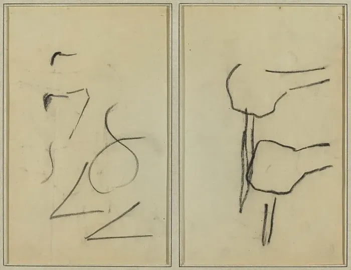 Framed Print : Scribbles; Two Shapes [verso], 1884-1888. Creator: Paul Gauguin