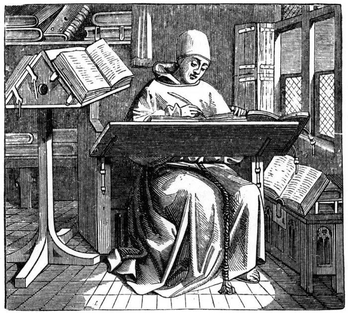 Framed Print : Scribe or copyist, 15th century, (1870) Framed Print : Scribe or copyist, 15th century, (1870)
