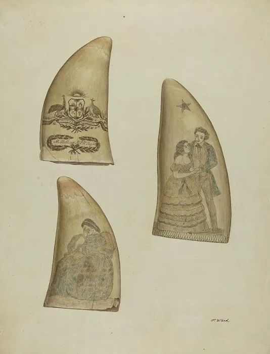 Framed Print : Scrimshaw, c. 1936. Creator: Paul Ward Framed Print : Scrimshaw, c. 1936. Creator: Paul Ward