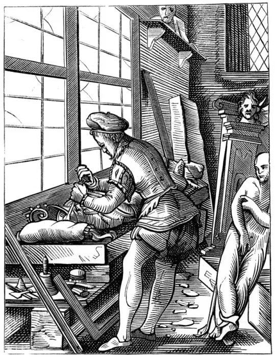 Framed Print : Sculptor, 16th century (1849). Artist: Jost Amman Framed Print : Sculptor, 16th century (1849). Artist: Jost Amman
