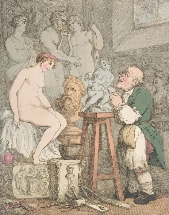 Framed Print : The Sculptor [Preparations for the Academy, Old Joseph Nollekens and his Venus], ca. 1800