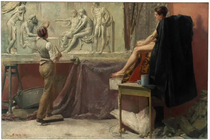 Framed Print : The sculptors studio, 1885. Artist: Roberts, Tom (1856-1931) Framed Print : The sculptors studio, 1885. Artist: Roberts, Tom (1856-1931)