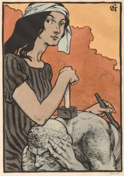 Framed Print : Sculptress, 1897. Creator: Eugene Grasset (French, 1841-1917) Framed Print : Sculptress, 1897. Creator: Eugene Grasset (French, 1841-1917)