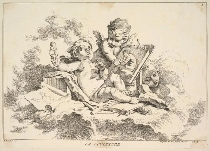 Framed Print : Sculpture. Creator: Louis Felix de la Rue Framed Print : Sculpture. Creator: Louis Felix de la Rue