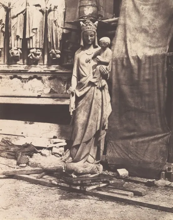 Framed Print : [Sculpture of Virgin and Child, Notre Dame, Paris], 1853-1854. Creator: Auguste Mestral