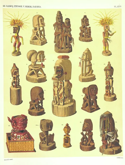 Framed Print : Sculptures from Dutch New Guinea, 1893. Creator: Unknown Framed Print : Sculptures from Dutch New Guinea, 1893. Creator: Unknown