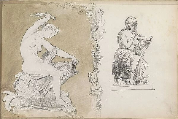 Two sculptures of naked women, 1863. Creator: Isaac Gosschalk