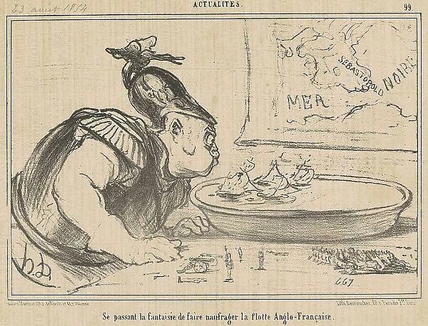 Se passant la fantaisie de faire naufrager la flotte Anglo-Française... 19th century. Creator: Honore Daumier