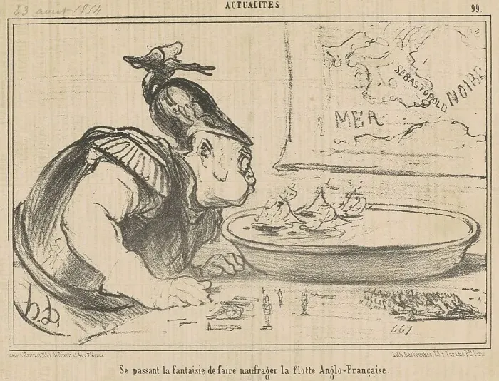 Framed Print : Se passant la fantaisie de faire naufrager la flotte Anglo-Française... 19th century. Creator: Honore Daumier Framed Print : Se passant la fantaisie de faire naufrager la flotte Anglo-Française... 19th century. Creator: Honore Daumier