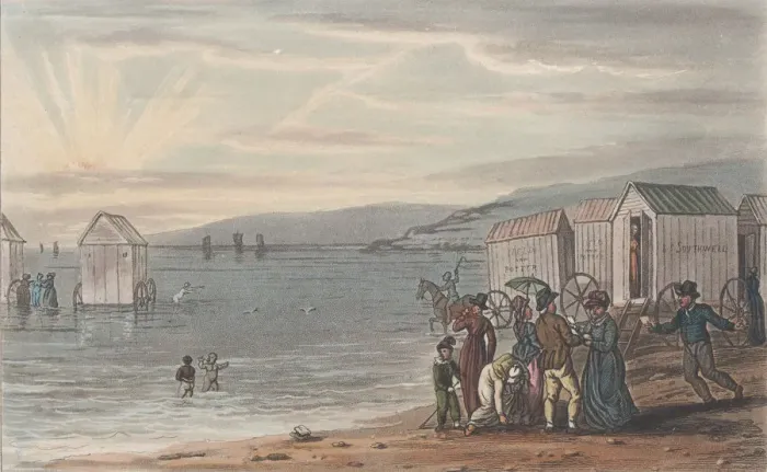 Framed Print : Sea Bathing, from Poetical Sketches of Scarborough, 1813. 1813 Framed Print : Sea Bathing, from Poetical Sketches of Scarborough, 1813. 1813