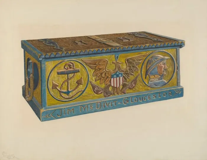 Framed Print : Sea Chest, 1935 / 1942. Creator: Rolland Livingstone Framed Print : Sea Chest, 1935 / 1942. Creator: Rolland Livingstone
