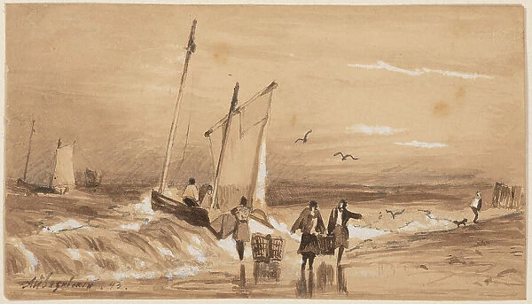 Sea-coast with Fishermen, 1843. Creator: Aivazovsky, Ivan Konstantinovich (1817-1900)