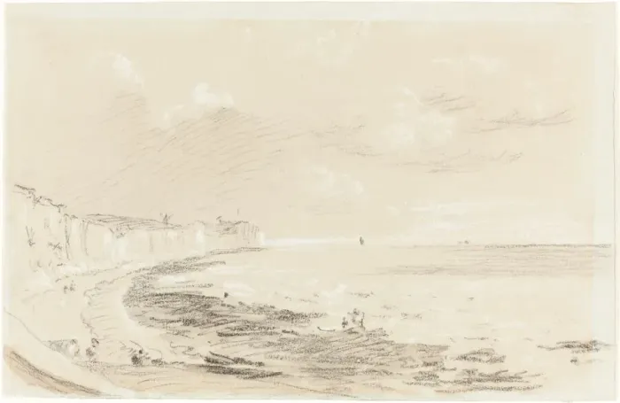 Framed Print : Sea Coast Scene, 19th century. Creator: Unknown Framed Print : Sea Coast Scene, 19th century. Creator: Unknown