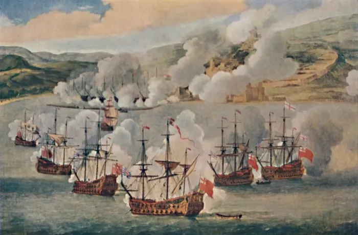 Framed Print : Sea-Fight in a Harbour, c1670, (1903). Artist: Willem van de Velde the Younger Framed Print : Sea-Fight in a Harbour, c1670, (1903). Artist: Willem van de Velde the Younger