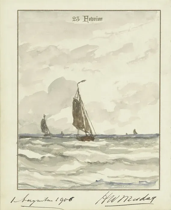 Framed Print : Sea with fishing boats, 1906. Creator: Hendrik Willem Mesdag Framed Print : Sea with fishing boats, 1906. Creator: Hendrik Willem Mesdag