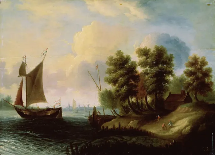 Framed Print : A Sea Landscape, 17th century. Artist: Dutch Master Framed Print : A Sea Landscape, 17th century. Artist: Dutch Master