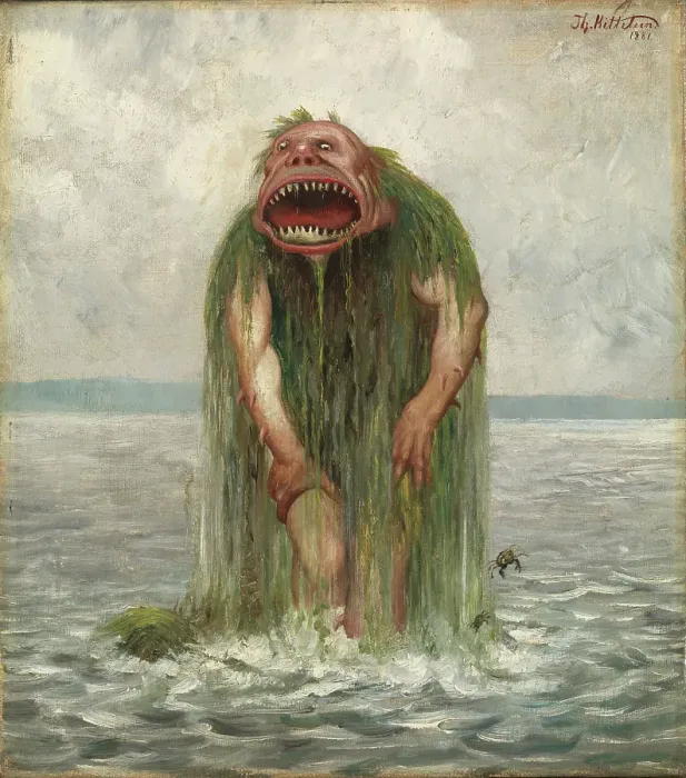 Framed Print : The Sea Monster, 1881. Creator: Theodor Kittelsen Framed Print : The Sea Monster, 1881. Creator: Theodor Kittelsen