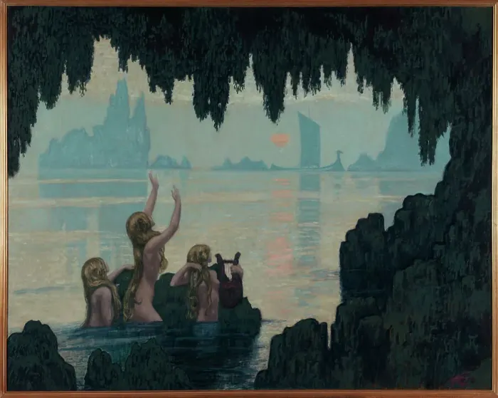 Framed Print : Sea nymphs singing, c.1912. Creator: Jean Francis Auburtin Framed Print : Sea nymphs singing, c.1912. Creator: Jean Francis Auburtin