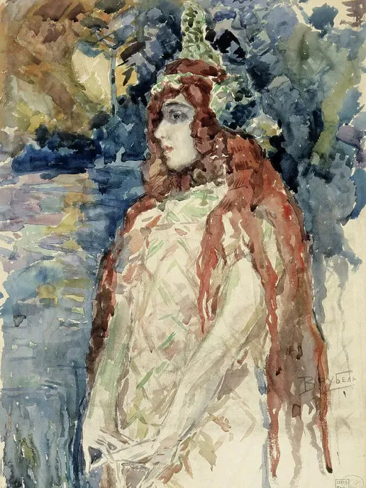 Framed Print : The Sea Princess (Nadezhda Zabela-Vrubel) in Rimsky-Korsakov's opera Sadko), sketch, 1897. Creator: Mikhail Vrubel Framed Print : The Sea Princess (Nadezhda Zabela-Vrubel) in Rimsky-Korsakov's opera Sadko), sketch, 1897. Creator: Mikhail Vrubel
