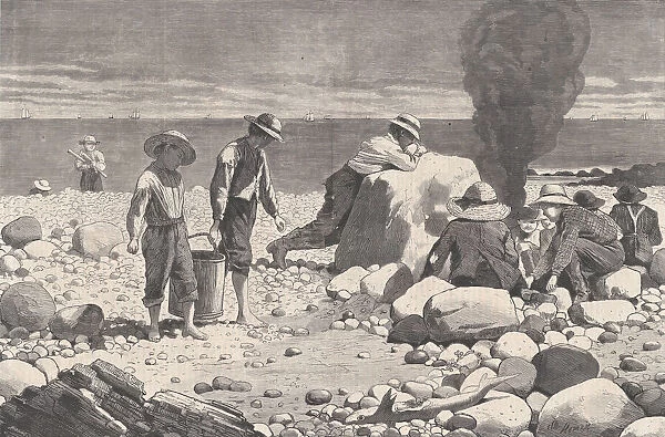 Sea-side Sketches - A Clam-Bake (Harpers Weekly, Vol. XVII), August 23, 1873