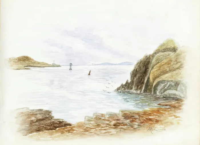 Framed Print : Sea view from Cliffs - from Gemmes de L'Art, a scrapbook of sketches by various... 1898-1920 Framed Print : Sea view from Cliffs - from Gemmes de L'Art, a scrapbook of sketches by various... 1898-1920