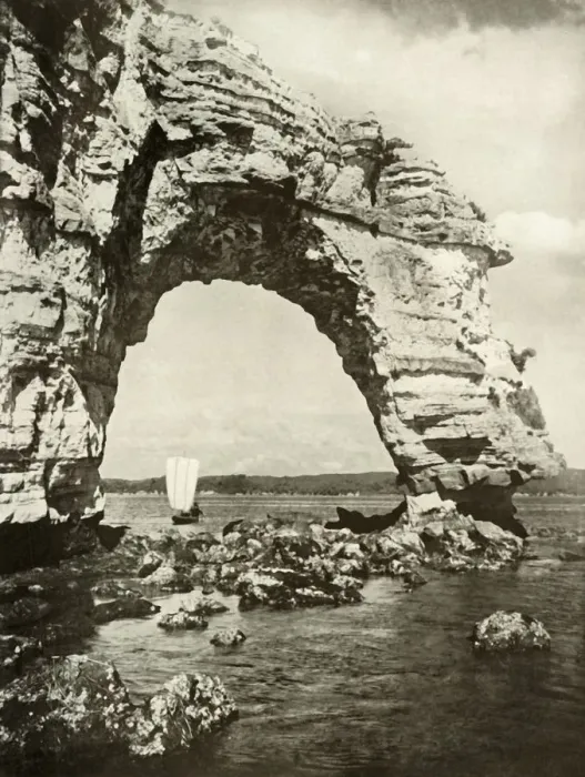 Framed Print : A Sea-Worn Arch at Matsushima, 1910. Creator: Herbert Ponting Framed Print : A Sea-Worn Arch at Matsushima, 1910. Creator: Herbert Ponting