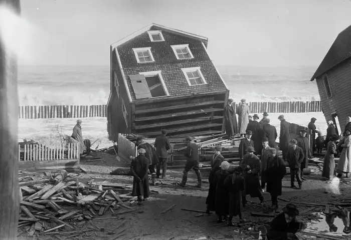 Framed Print : Seabright -- Wreck of life saving station, 1914. Creator: Bain News Service Framed Print : Seabright -- Wreck of life saving station, 1914. Creator: Bain News Service