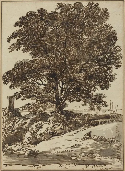 Framed Print : Seacoast with a Great Tree. Creator: Franz Kobell