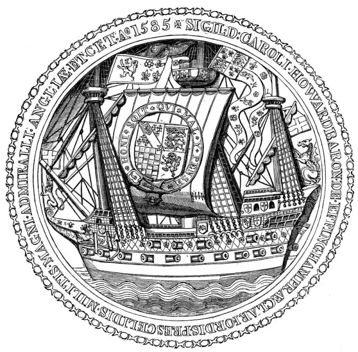 Framed Print : Seal and Autograph of the Lord High Admiral, Charles, Lord Howard of Nottingham, 1585