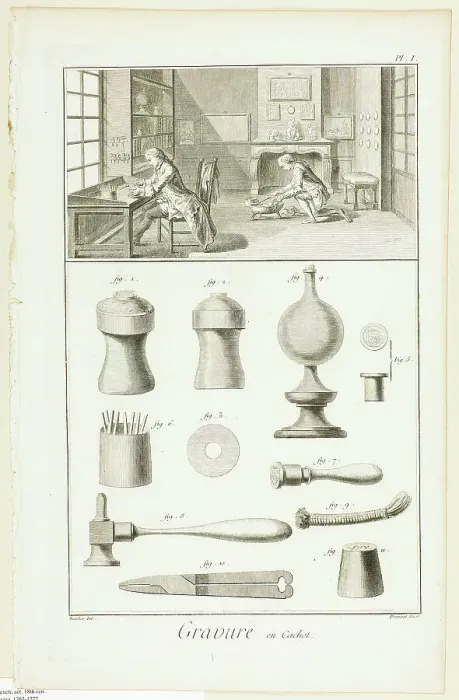 Framed Print : Seal Engraving, from Encyclopédie, 1762 / 77. Creator: Benoit-Louis Prevost Framed Print : Seal Engraving, from Encyclopédie, 1762 / 77. Creator: Benoit-Louis Prevost