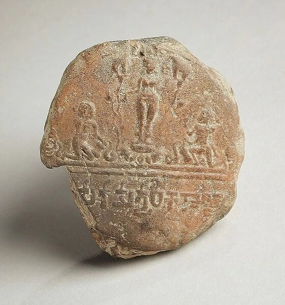 Seal Impression with Shri Lakshmi Lustrated by Elephants (Gaja-Lakshmi), 5th century. Creator: Unknown