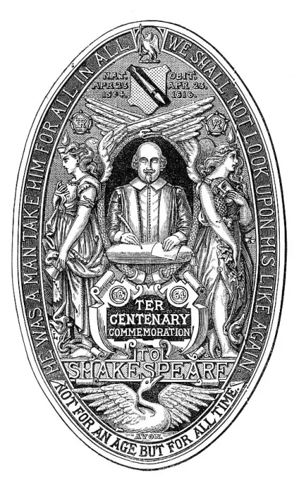 Framed Print : The Seal of the National Shakspeare Committee, 1864. Creator: Unknown Framed Print : The Seal of the National Shakspeare Committee, 1864. Creator: Unknown