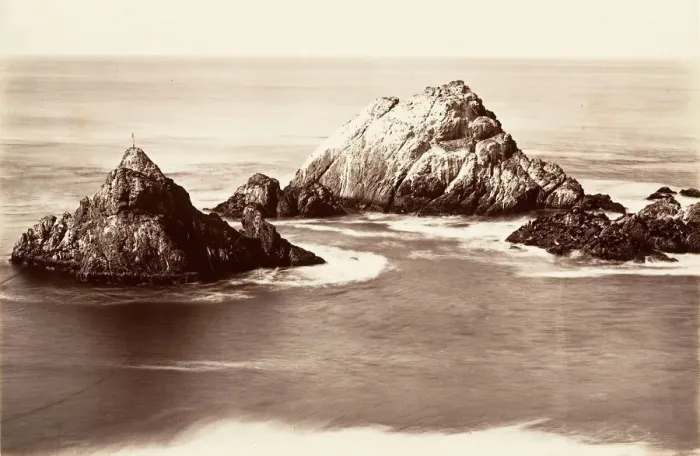 Framed Print : Seal Rocks, 1868-69, printed ca. 1876. Creator: Carleton Emmons Watkins Framed Print : Seal Rocks, 1868-69, printed ca. 1876. Creator: Carleton Emmons Watkins