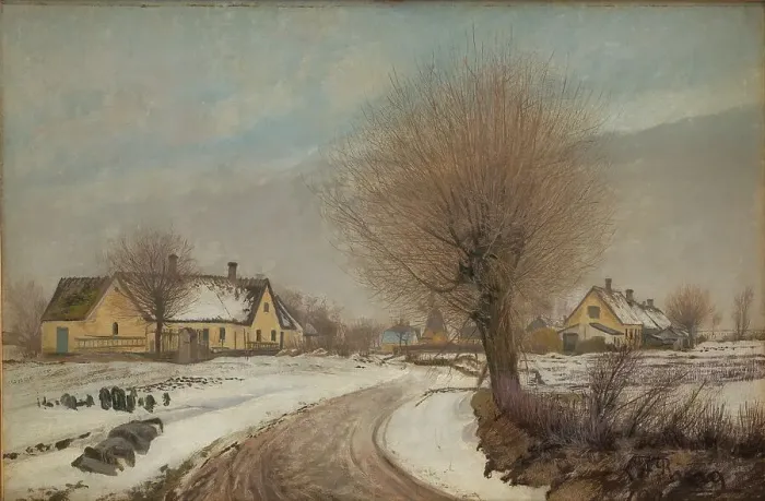 Framed Print : A Sealand Village. Winter, 1906. Creator: Laurits Andersen Ring Framed Print : A Sealand Village. Winter, 1906. Creator: Laurits Andersen Ring