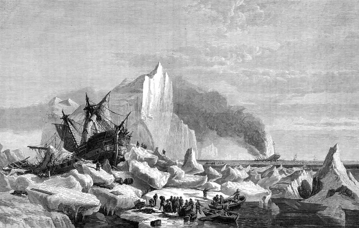 Framed Print : Sealers Crushed by Icebergs, from the picture by W. Bradford, 1872. Creator: Unknown Framed Print : Sealers Crushed by Icebergs, from the picture by W. Bradford, 1872. Creator: Unknown