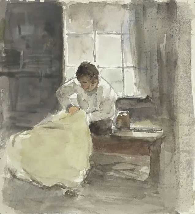 Framed Print : Seamstress, 1860-1921. Creator: Adolf le Comte Framed Print : Seamstress, 1860-1921. Creator: Adolf le Comte