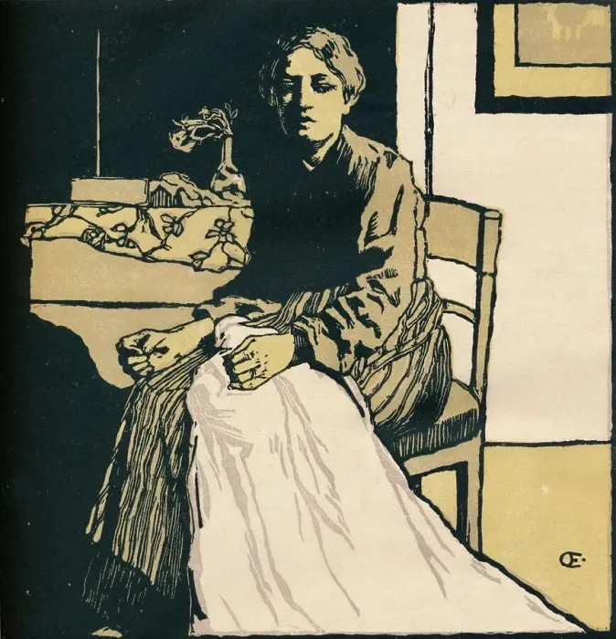 Framed Print : The Seamstress, c1900. Artist: Emil Orlik Framed Print : The Seamstress, c1900. Artist: Emil Orlik