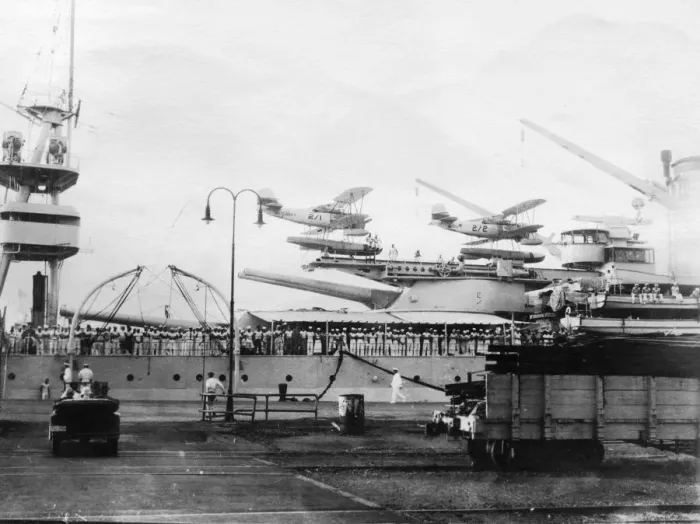 Framed Print : Seaplanes on board a US Navy warship, Navy yard, Balboa, Panama, 1931 Framed Print : Seaplanes on board a US Navy warship, Navy yard, Balboa, Panama, 1931