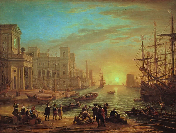 Seaport at sunset, 1639. Artist: Claude Lorrain