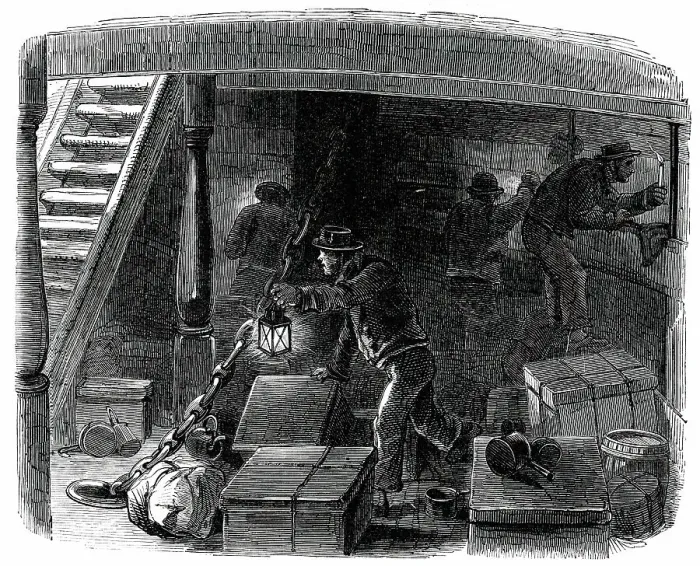 Framed Print : Searching for Stowaways, 1850. Creator: Unknown Framed Print : Searching for Stowaways, 1850. Creator: Unknown